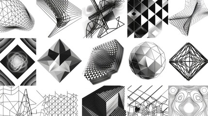 A series of geometric patterns with varying complexity - obrazy, fototapety, plakaty