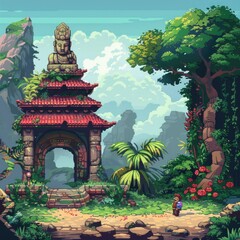 A series of pixel art characters and environments for indie game developers