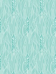 Seamless graphic pattern with ears of wheat, lace, cobweb, mesh and stripes. Suitable for interior, wallpaper, fabrics, clothing, stationery. - obrazy, fototapety, plakaty