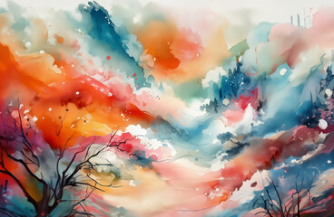 Abstract watercolor textured background with orange color - 779816787