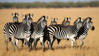 Fototapeta na wymiar A-Zebra-Herd-Moving-In-Unison-A-Symphony-Of-Strip-