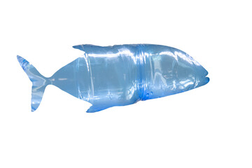 plastic fish made from a bottle, isolated on a white background