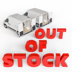 Out of stock concept with delivery vans