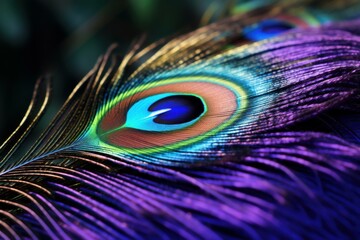 Naklejka premium Exotic Peacock feather. Color art beauty. Generate Ai