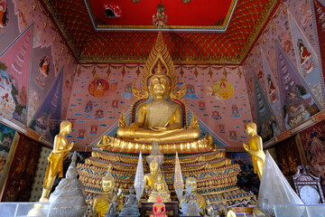 golden buddha statue in temple,buddha statue,thai temple, temple, thai buddha