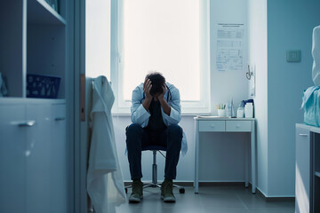 man sitting alone near the window for depression concept 