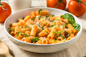 Homemade Italian Maccheroni Pasta with Red Sauce - 779823742