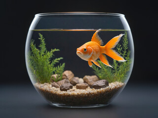 single goldfish in a classic tank bowl - 779824140