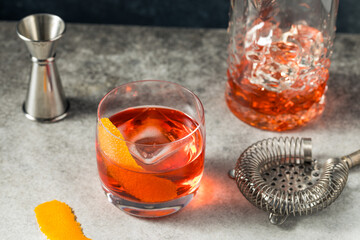 Cold Boozy Gin Negroni Cocktail - 779824519