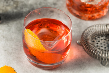 Cold Boozy Gin Negroni Cocktail