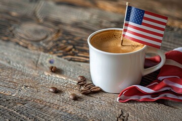 Coffee cup with a flag for Independence Day celebrations - obrazy, fototapety, plakaty