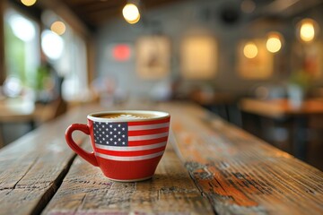 Coffee cup with a flag for Independence Day celebrations - obrazy, fototapety, plakaty