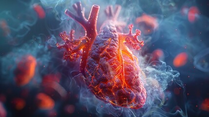Detailed 3D rendering of a pulmonary embolism medical il - obrazy, fototapety, plakaty