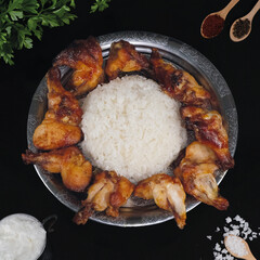 Golden Chicken Wings and Rice Feast
