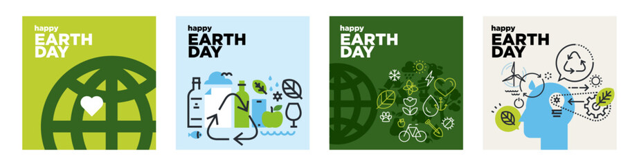 Naklejka premium Earth day illustration set. Vector concepts for graphic and web design, business presentation, marketing and print material, social media.