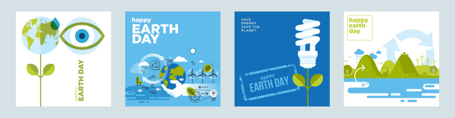 Earth day illustration set. Vector concepts for graphic and web design, business presentation, marketing and print material, social media.