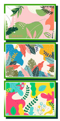 Premium Vector | A collection of hand-drawn tropical leaves, with various abstract backgrounds, vector illustrations