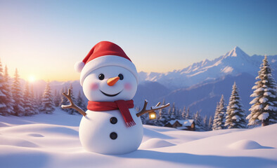 snowman with hat and scarf