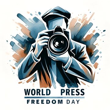 Illustration of man photographer for world press freedom