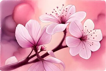 Pink Watercolor orchid flowers. ai generated