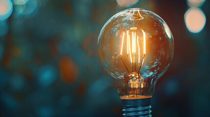 The moment a lightbulb lights up, capturing the instant of discovery and the beginning of an innovative exploration - obrazy, fototapety, plakaty