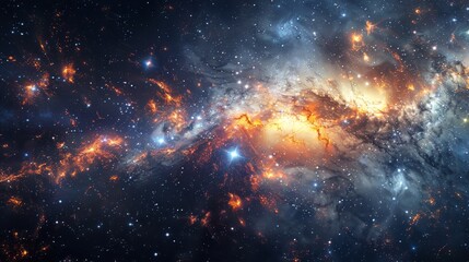 Fototapeta na wymiar A galaxy with a bright orange star in the middle