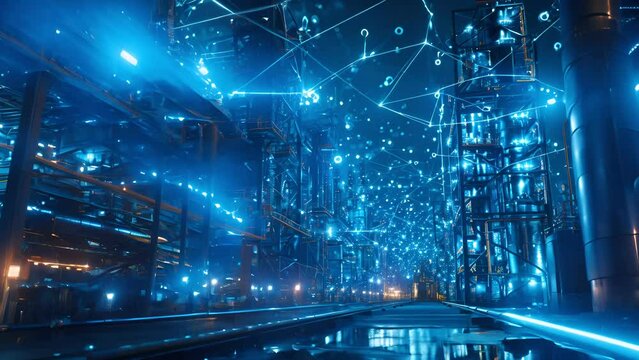 factory, communication network. Telecommunication. IoT, Internet of Things, ICT, Information communication Technology,. Smart factory. Digital transformation, cloud connecting
