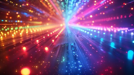 Obraz premium A colorful, glowing, and dynamic image of a light show. The image is full of bright colors and has a sense of movement and energy. The idea behind the image is to create a visually stunning