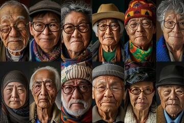 Diverse Generations Faces Close-Up Collage