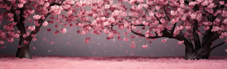 Zelfklevend Fotobehang Sakura flowers against a soft pink backdrop, evoking the delicate beauty of cherry blossoms in full bloom. © jambulart