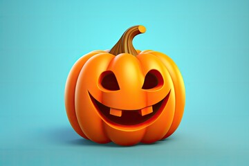 Little Halloween pumpkin 3d icon isolated on bright studio background