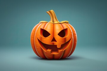 Little Halloween pumpkin 3d icon isolated on bright studio background