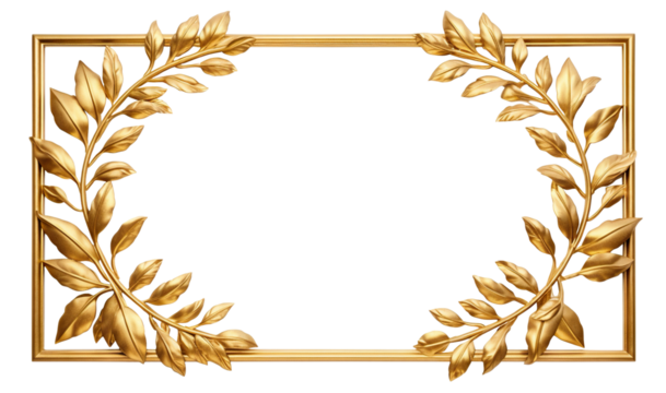 Elegant golden leaf border frame, cut out