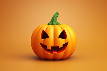 Little Halloween pumpkin 3d icon isolated on bright studio background