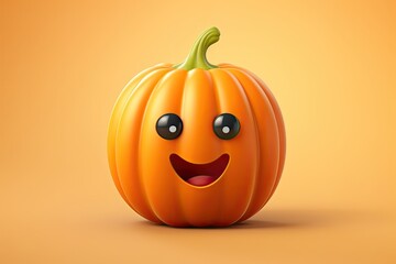 Little pumpkin 3D icon isolated on bright studio background