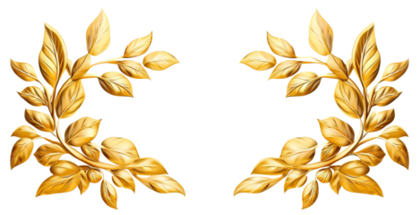 Elegant golden leaf border frame, cut out