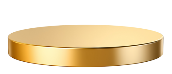 Shiny gold round pedestal display, cut out