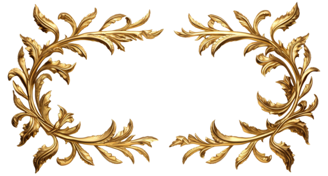 Elegant golden leaf border frame, cut out