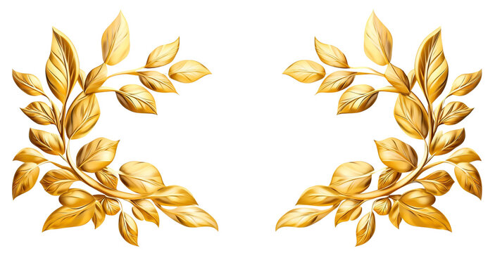 Elegant golden leaf border frame, cut out