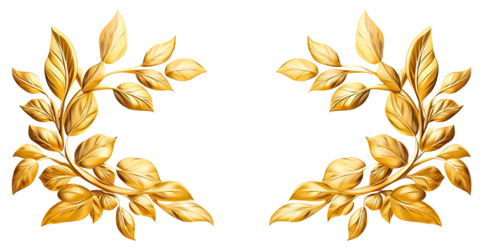 Elegant golden leaf border frame, cut out