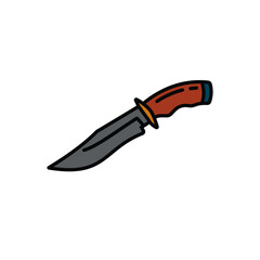 Original vector illustration. Contour icon of a camping knife.