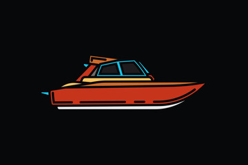 Original vector illustration. The contour icon of the yacht. - obrazy, fototapety, plakaty