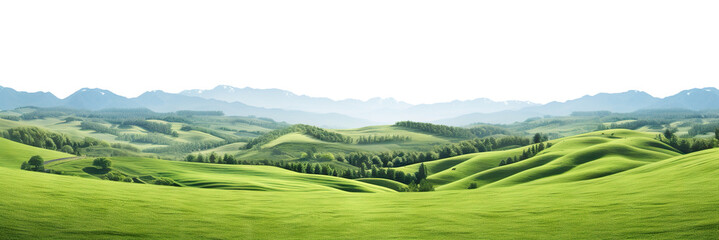 Obraz premium Rolling green hills landscape, cut out