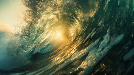A wave of green and golden light