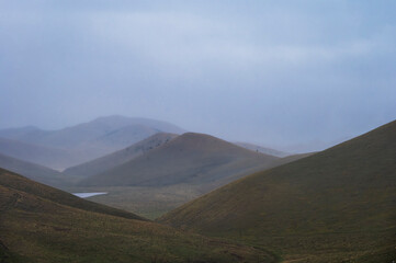 landscape inside Campo Imperatore during an autumnal cloudy day, Parco nazionale Gran Sasso, L'Aquila, Italy