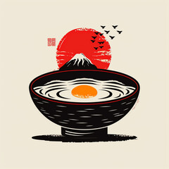 Japanese Ramen Soup Logo Illustration