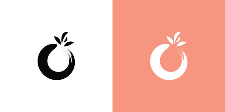 Simple peach logo design with unique concept| fruit logo| premium vector