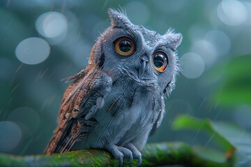 An owl on green background
