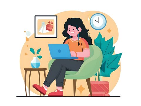 woman freelance working on laptop