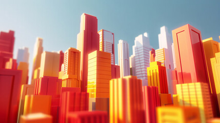 Digital urban transportation, three-dimensional geometric urban architecture concept illustration